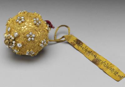 图片[2]-Gold overlay button inlaid with seed pearls, Qing dynasty, 18th-19th c., work of the Muslim regions-China Archive